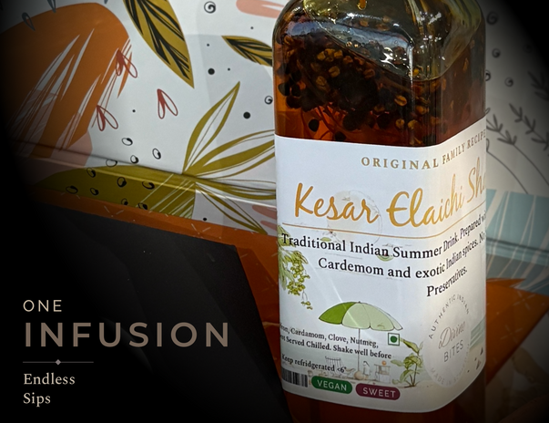 Kesar Sharbat | Saffron Cardamom Syrup | Premium Natural Mixer for Mocktails & Summer Drinks