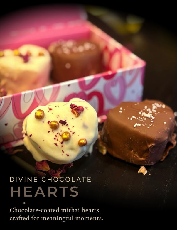 Divine Chocolate Hearts - Chocolate Coated Mithai - Valentine Edition