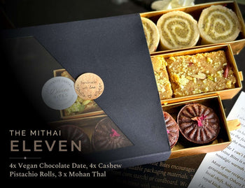 The Mithai 11 | Three great flavours (11 pcs) | Black and Gold GiftBox