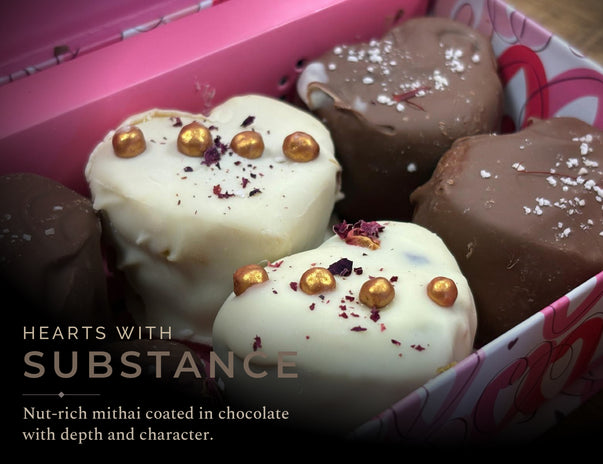 Divine Chocolate Hearts - Chocolate Coated Mithai - Valentine Edition
