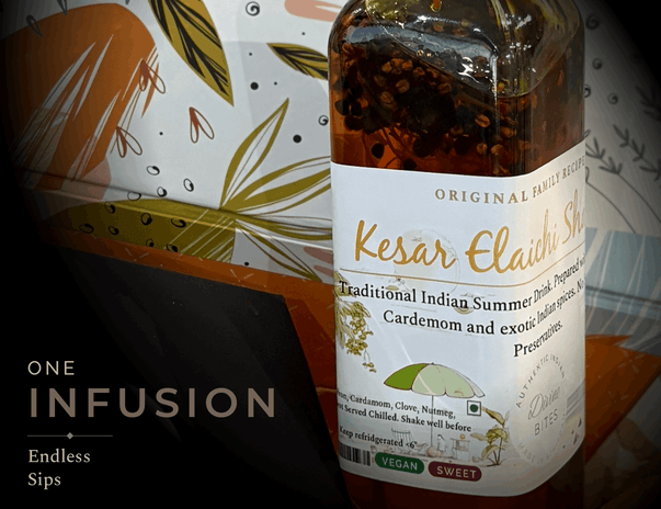 Kesar Sharbat | Saffron Cardamom Syrup | Premium Natural Mixer for Mocktails & Summer Drinks